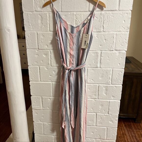 Anthropologie En Crème Striped Linen Tank Dress - Picture 2 of 2